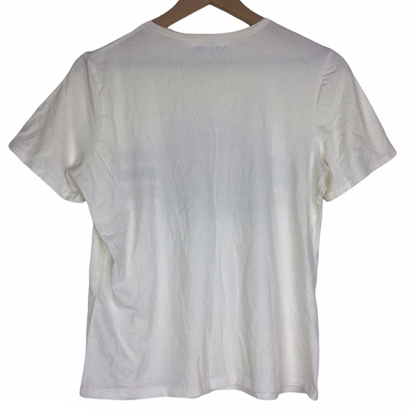 POLAGRAM Graphic T Shirt Short Sleeve Only Good Vibes Stripe Mountains Medium - Picture 3 of 12